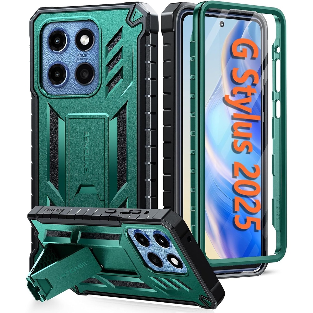 image:imageFNTCASE for Moto G Stylus 20262025 Case with Builtin Screen Protector Kickstand and 2 Front Frames 20FT MilitaryGrade Drop Protection Rugged Heavy Duty Shockproof TPU Protective CoverGreen