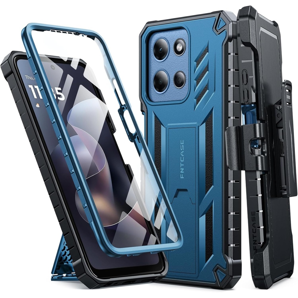 image:imageFNTCASE for Moto G Stylus 20262025 Case with Builtin Screen Protector Kickstand and 2 Front Frames 20FT MilitaryGrade Drop Protection Rugged Heavy Duty Shockproof TPU Protective CoverBlueBelt Clip Holster