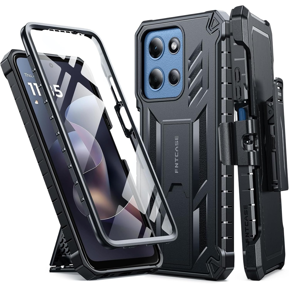 image:imageFNTCASE for Moto G Stylus 20262025 Case with Builtin Screen Protector  Kickstand and 2 Front Frames 20FT MilitaryGrade Drop Protection Rugged Heavy Duty Shockproof TPU Protective CoverBlackBelt Clip Holster