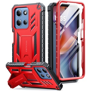 FNTCASE for Moto G Stylus 2026/2025 Case with Built-in Screen Protector | Kickstand and 2 Front Frames, 20FT Military-Grade Drop Protection, Rugged Heavy Duty Shockproof TPU Protective Cover(Red)