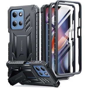 FNTCASE for Moto G Stylus 2026/2025 Case with Built-in Screen Protector | Kickstand and 2 Front Frames, 20FT Military-Grade Drop Protection, Rugged Heavy Duty Shockproof TPU Protective Cover(Black- 2 Front Frames)