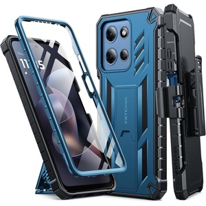FNTCASE for Moto G Stylus 2026/2025 Case with Built-in Screen Protector | Kickstand and 2 Front Frames, 20FT Military-Grade Drop Protection, Rugged Heavy Duty Shockproof TPU Protective Cover(Blue-Belt Clip Holster)