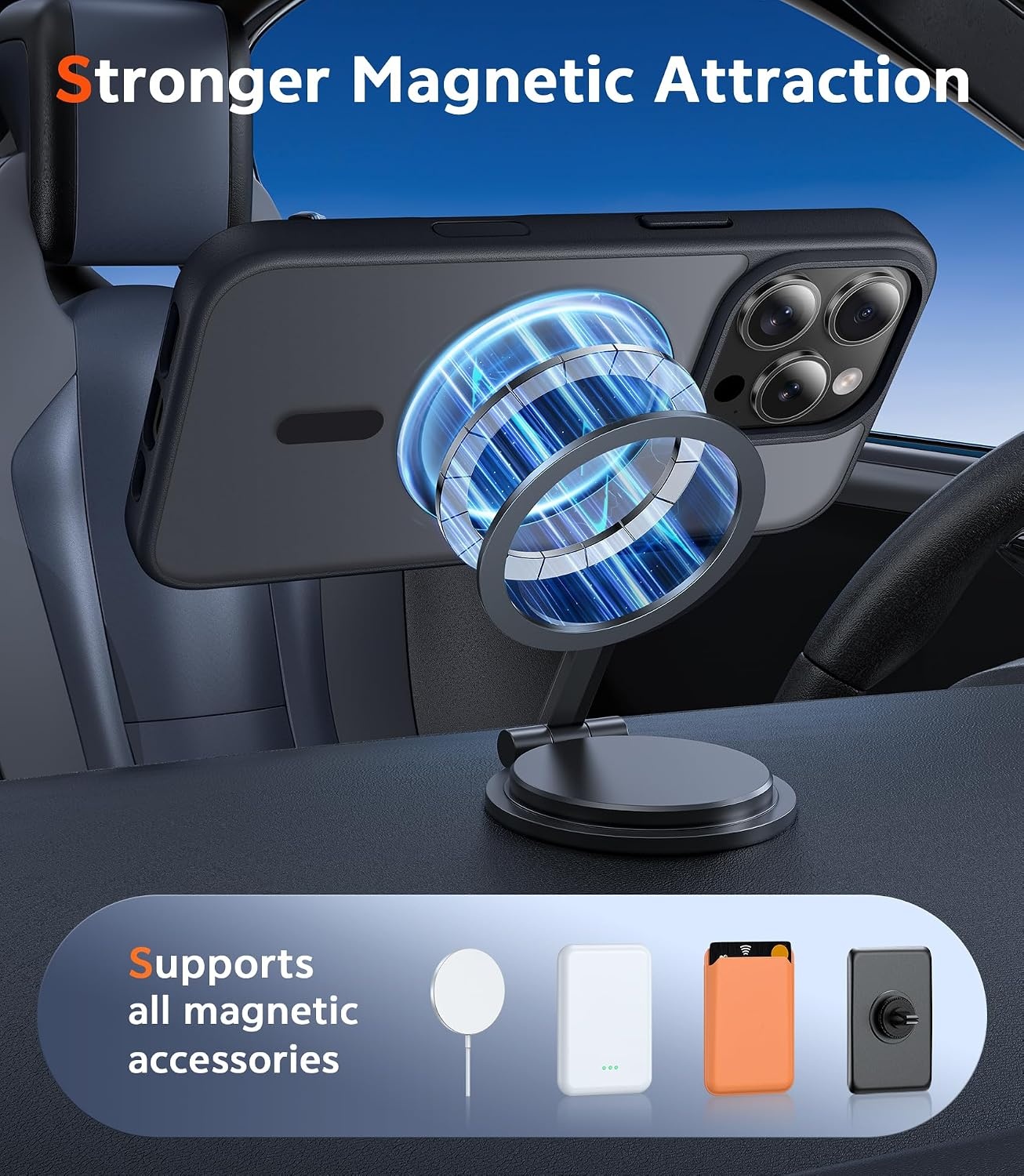 image:imageFNTCASE for iPhone 17 Pro Case Clear Magnetic with Screen Protector Anti Yellowing Compatible with Magsafe Rugged Shockproof Protective Transparent Cell Phone CoverDBlack Touch Control