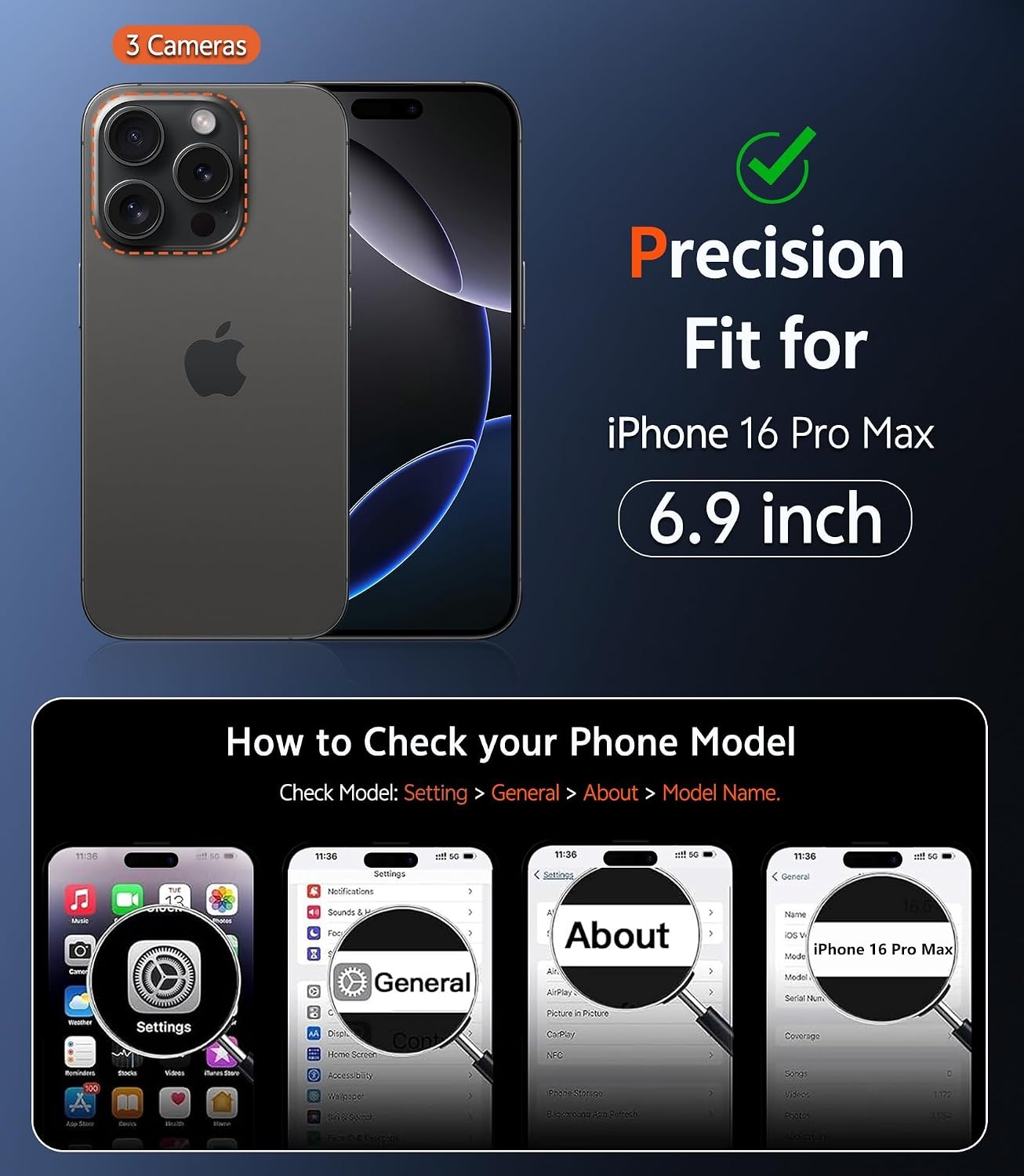 image:imageFNTCASE for iPhone 17 Pro Case Clear Magnetic with Screen Protector Anti Yellowing Compatible with Magsafe Rugged Shockproof Protective Transparent Cell Phone CoverDBlack Touch Control