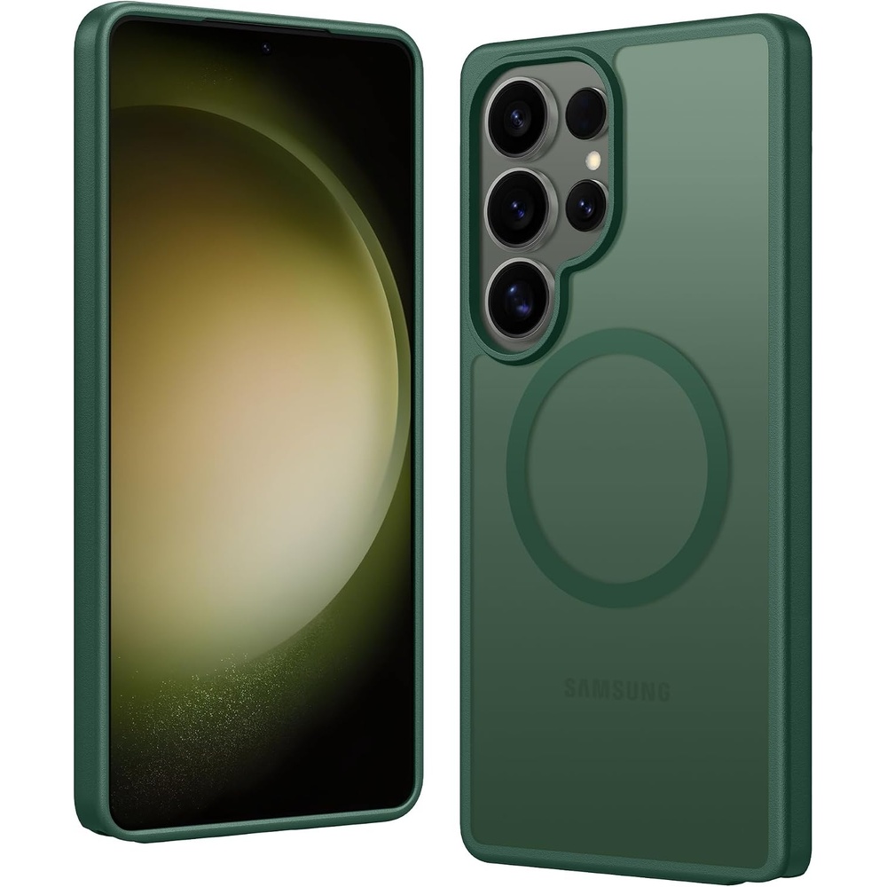 image:imageFNTCASE for iPhone 17 Pro Case Clear Magnetic with Screen Protector  Anti Yellowing Compatible with Magsafe Rugged Shockproof Protective Transparent Cell Phone CoverCDark Green