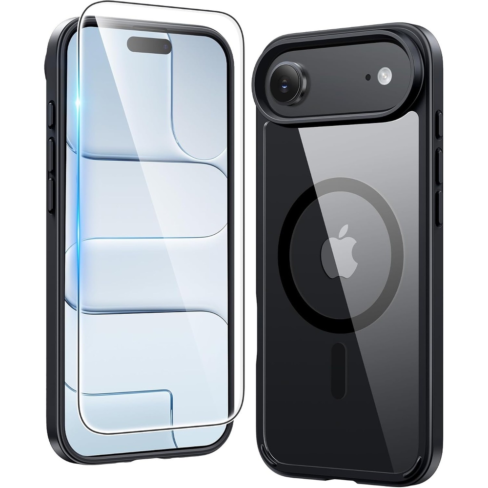image:imageFNTCASE for iPhone 17 Pro Case Clear Magnetic with Screen Protector  Anti Yellowing Compatible with Magsafe Rugged Shockproof Protective Transparent Cell Phone CoverBBlack