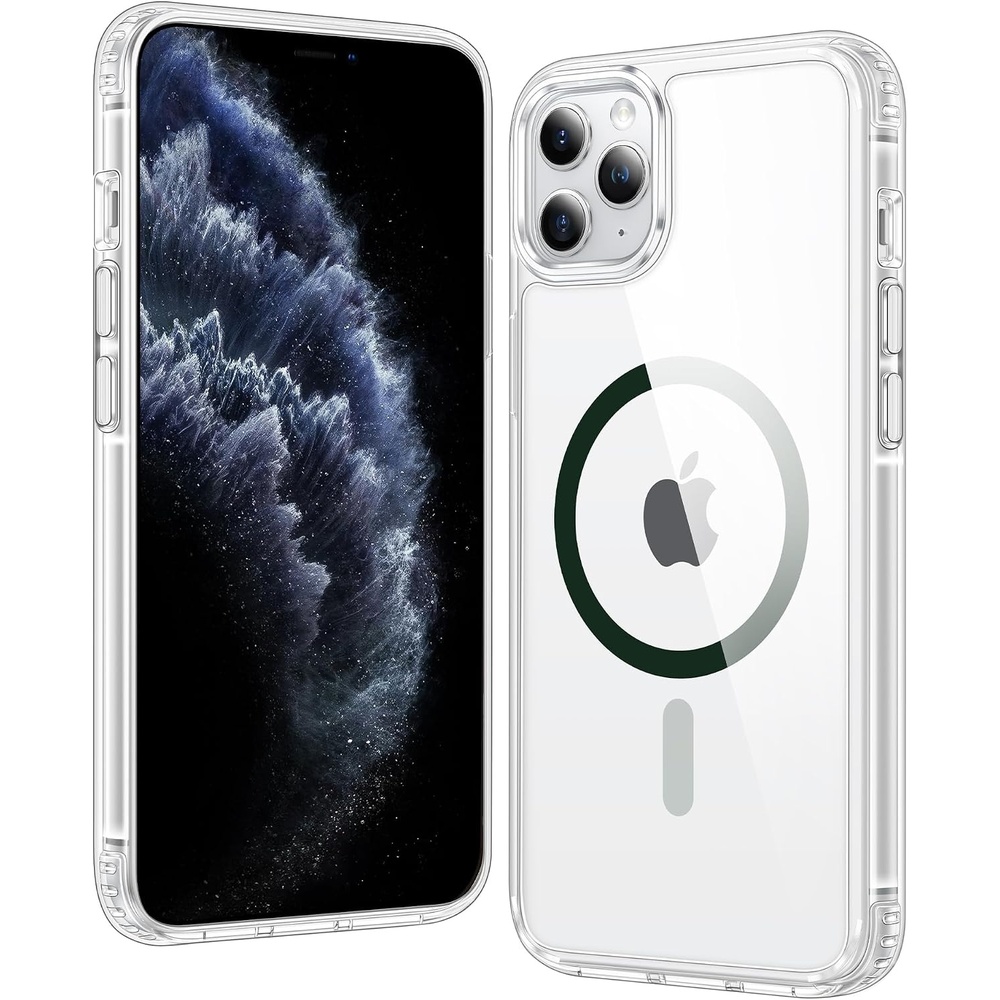 image:imageFNTCASE for iPhone 17 Pro Case Clear Magnetic with Screen Protector  Anti Yellowing Compatible with Magsafe Rugged Shockproof Protective Transparent Cell Phone CoverDGreen