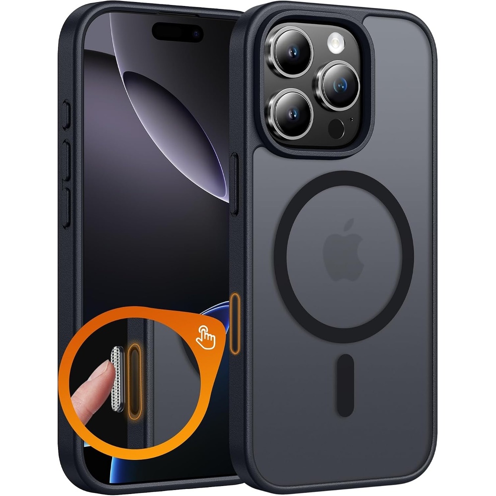 image:imageFNTCASE for iPhone 17 Pro Case Clear Magnetic with Screen Protector Anti Yellowing Compatible with Magsafe Rugged Shockproof Protective Transparent Cell Phone CoverDBlack Touch Control