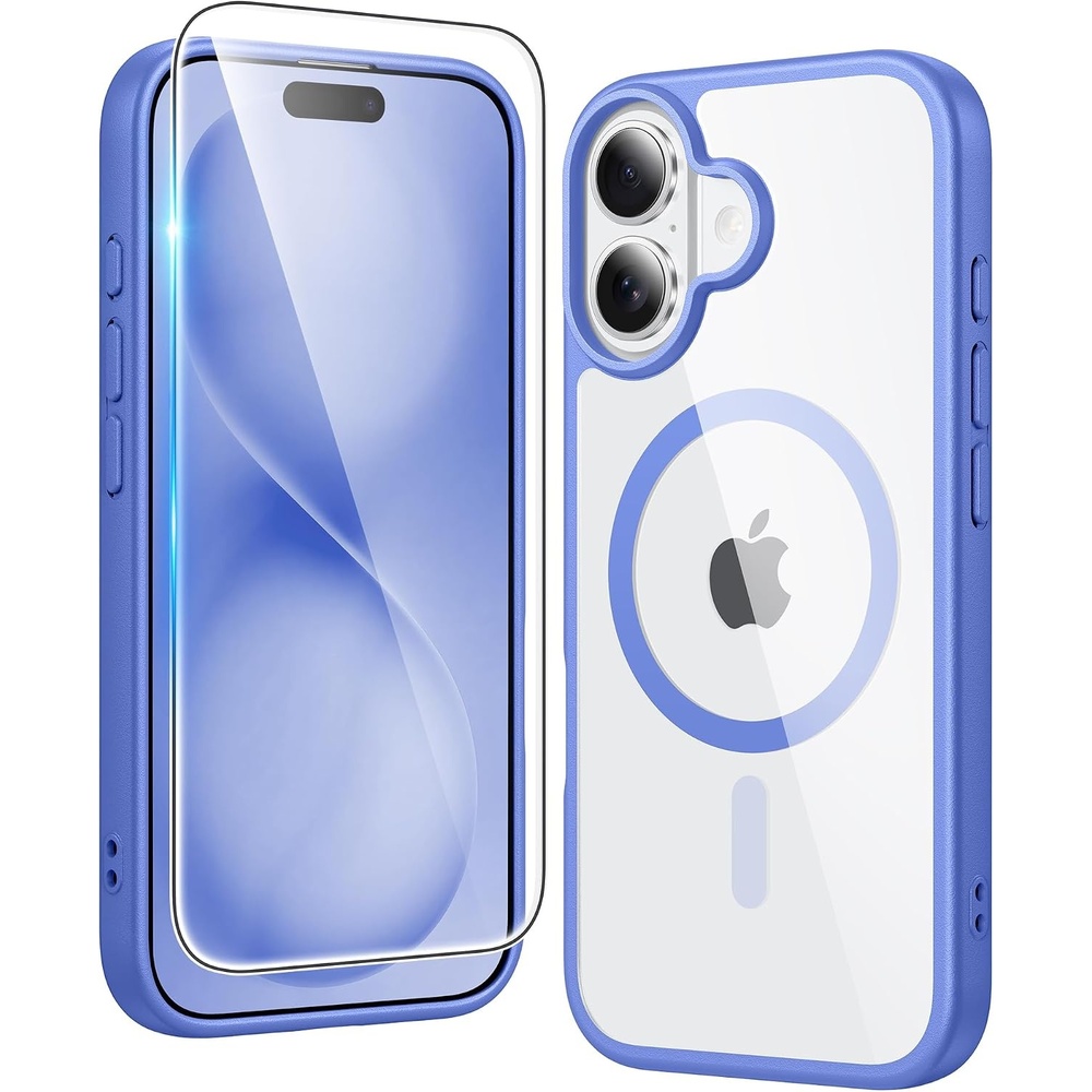 image:imageFNTCASE for iPhone 17 Pro Case Clear Magnetic with Screen Protector  Anti Yellowing Compatible with Magsafe Rugged Shockproof Protective Transparent Cell Phone CoverBUltramarine Magnetic