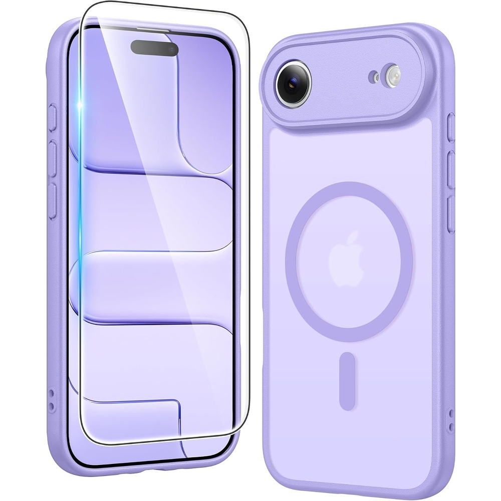 image:imageFNTCASE for iPhone 17 Pro Case Clear Magnetic with Screen Protector  Anti Yellowing Compatible with Magsafe Rugged Shockproof Protective Transparent Cell Phone CoverCPurple