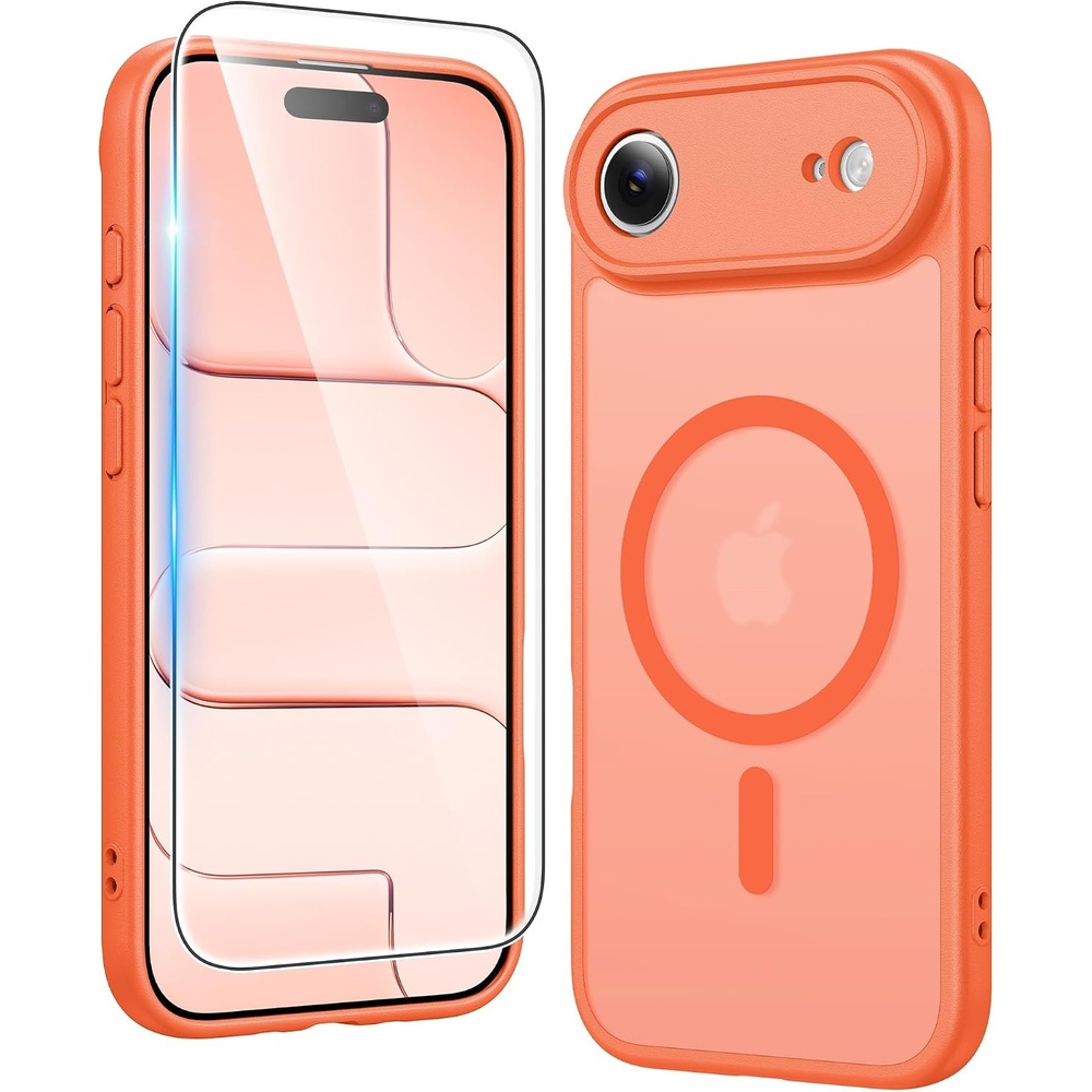 image:imageFNTCASE for iPhone 17 Pro Case Clear Magnetic with Screen Protector  Anti Yellowing Compatible with Magsafe Rugged Shockproof Protective Transparent Cell Phone CoverCOrange