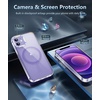 FNTCASE for iPhone 17 Pro Case Clear Magnetic with Screen Protector | Anti Yellowing, Compatible with Magsafe, Rugged Shockproof Protective, Transparent Cell Phone Cover(B-A Purple)