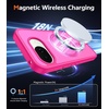 FNTCASE for iPhone 17 Pro Case Clear Magnetic with Screen Protector | Anti Yellowing, Compatible with Magsafe, Rugged Shockproof Protective, Transparent Cell Phone Cover(C-Hot Pink Soild)