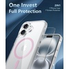 FNTCASE for iPhone 17 Pro Case Clear Magnetic with Screen Protector | Anti Yellowing, Compatible with Magsafe, Rugged Shockproof Protective, Transparent Cell Phone Cover(B-AA Pink)