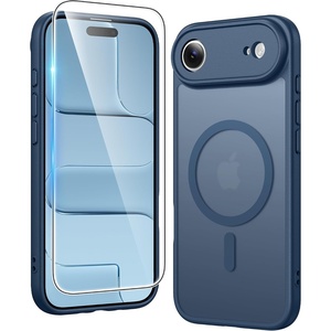 FNTCASE for iPhone 17 Pro Case Clear Magnetic with Screen Protector | Anti Yellowing, Compatible with Magsafe, Rugged Shockproof Protective, Transparent Cell Phone Cover(C-Blue)