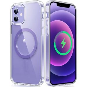 FNTCASE for iPhone 17 Pro Case Clear Magnetic with Screen Protector | Anti Yellowing, Compatible with Magsafe, Rugged Shockproof Protective, Transparent Cell Phone Cover(B-A Purple)