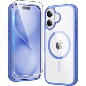 FNTCASE for iPhone 17 Pro Case Clear Magnetic with Screen Protector | Anti Yellowing, Compatible with Magsafe, Rugged Shockproof Protective, Transparent Cell Phone Cover(B-Ultramarine Magnetic)