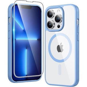 FNTCASE for iPhone 17 Pro Case Clear Magnetic with Screen Protector | Anti Yellowing, Compatible with Magsafe, Rugged Shockproof Protective, Transparent Cell Phone Cover(B-Sierra Blue)