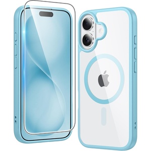 FNTCASE for iPhone 17 Pro Case Clear Magnetic with Screen Protector | Anti Yellowing, Compatible with Magsafe, Rugged Shockproof Protective, Transparent Cell Phone Cover(B-Teal Magnetic)