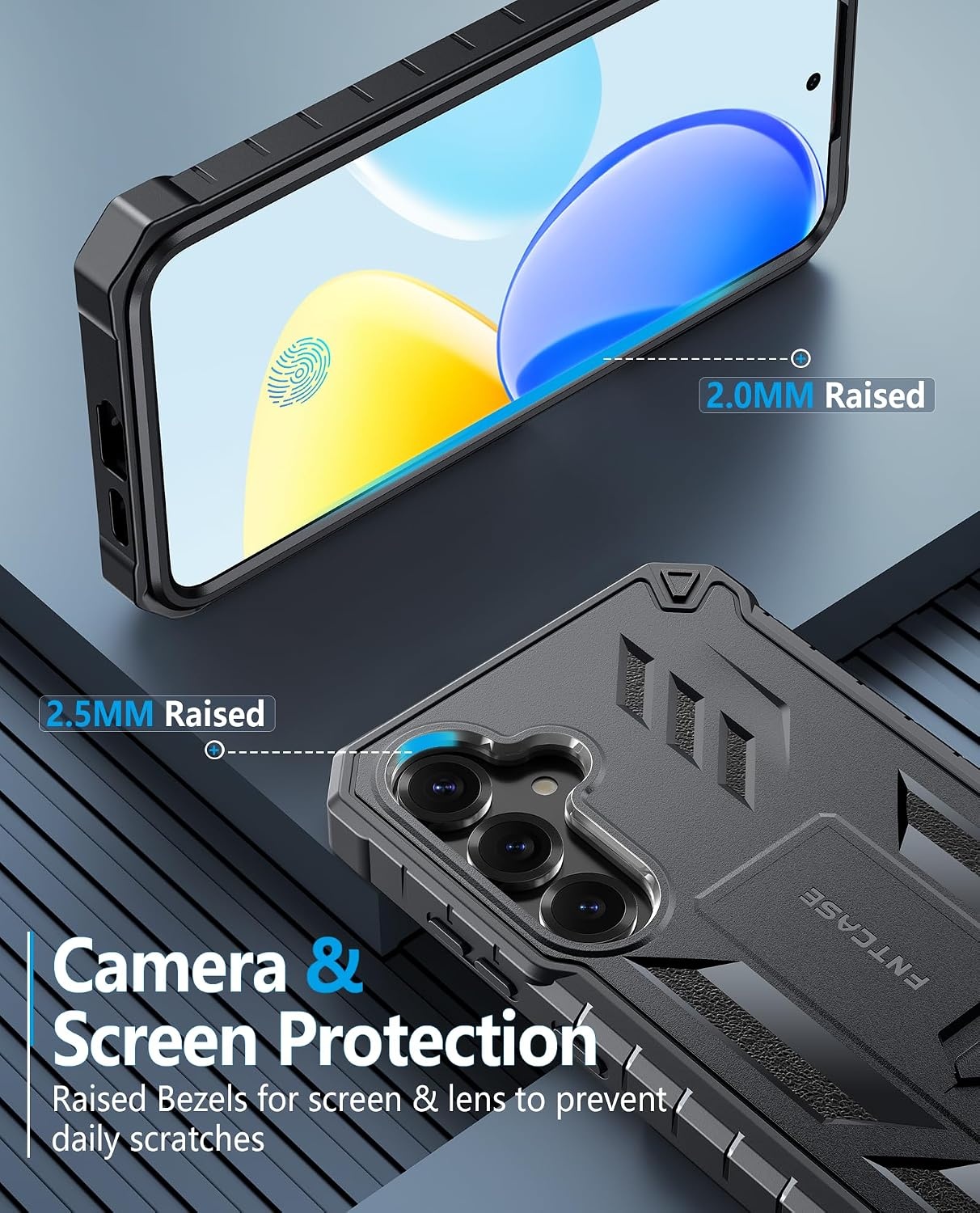 image:imageFNTCASE for Samsung Galaxy Z Flip 8 Case with Builtin Kicktand Black Hinge Protection Screen Protector 20FT Military Grade Drop Proof Heavy Duty Rugged Shockproof Protective Sturdy Phone CoverTBlack