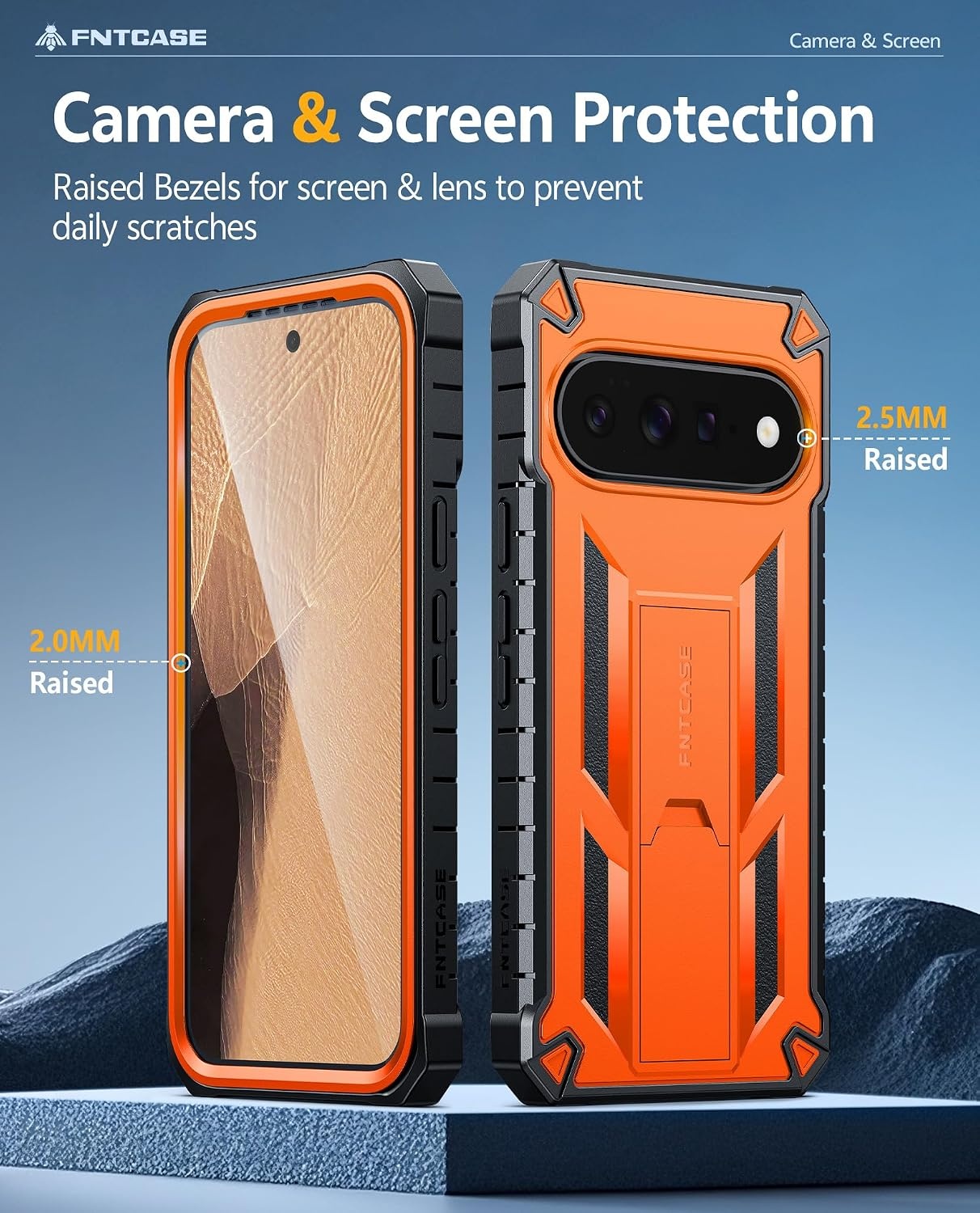 image:imageFNTCASE for Samsung Galaxy Z Flip 8 Case with Builtin Kicktand Black Hinge Protection Screen Protector 20FT Military Grade Drop Proof Heavy Duty Rugged Shockproof Protective Sturdy Phone CoverOrange