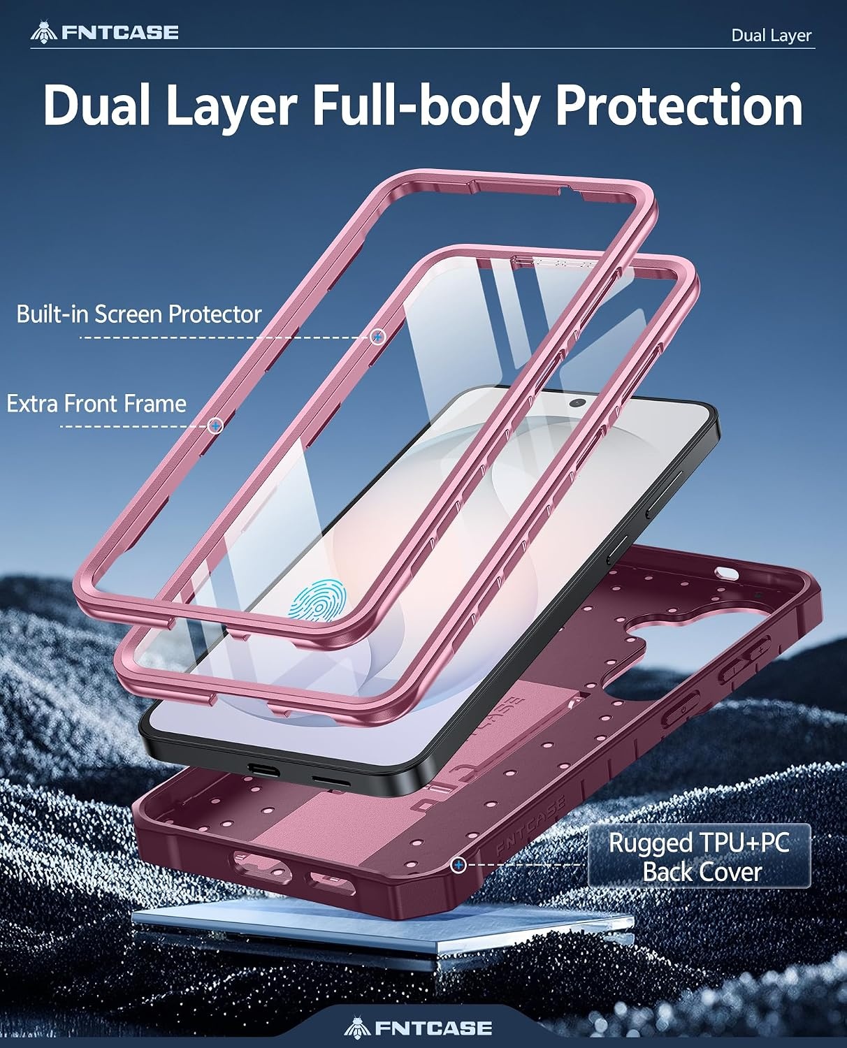 image:imageFNTCASE for Samsung Galaxy Z Flip 8 Case with Builtin Kicktand Black Hinge Protection Screen Protector 20FT Military Grade Drop Proof Heavy Duty Rugged Shockproof Protective Sturdy Phone CoverPink
