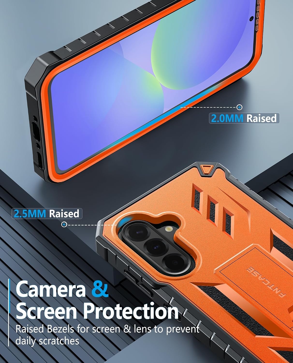 image:imageFNTCASE for Samsung Galaxy Z Flip 8 Case with Builtin Kicktand Black Hinge Protection Screen Protector 20FT Military Grade Drop Proof Heavy Duty Rugged Shockproof Protective Sturdy Phone CoverOrange
