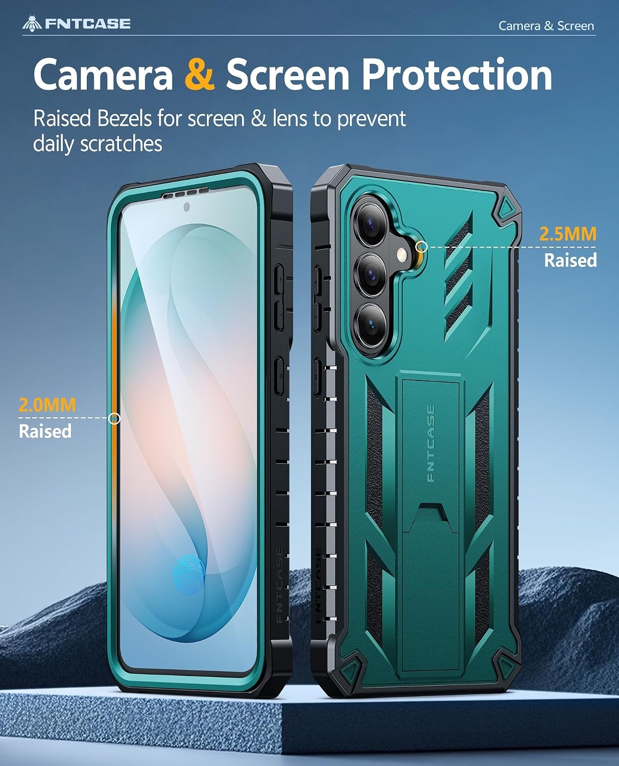 image:imageFNTCASE for Samsung Galaxy Z Flip 8 Case with Builtin Kicktand Black Hinge Protection Screen Protector 20FT Military Grade Drop Proof Heavy Duty Rugged Shockproof Protective Sturdy Phone CoverGreen