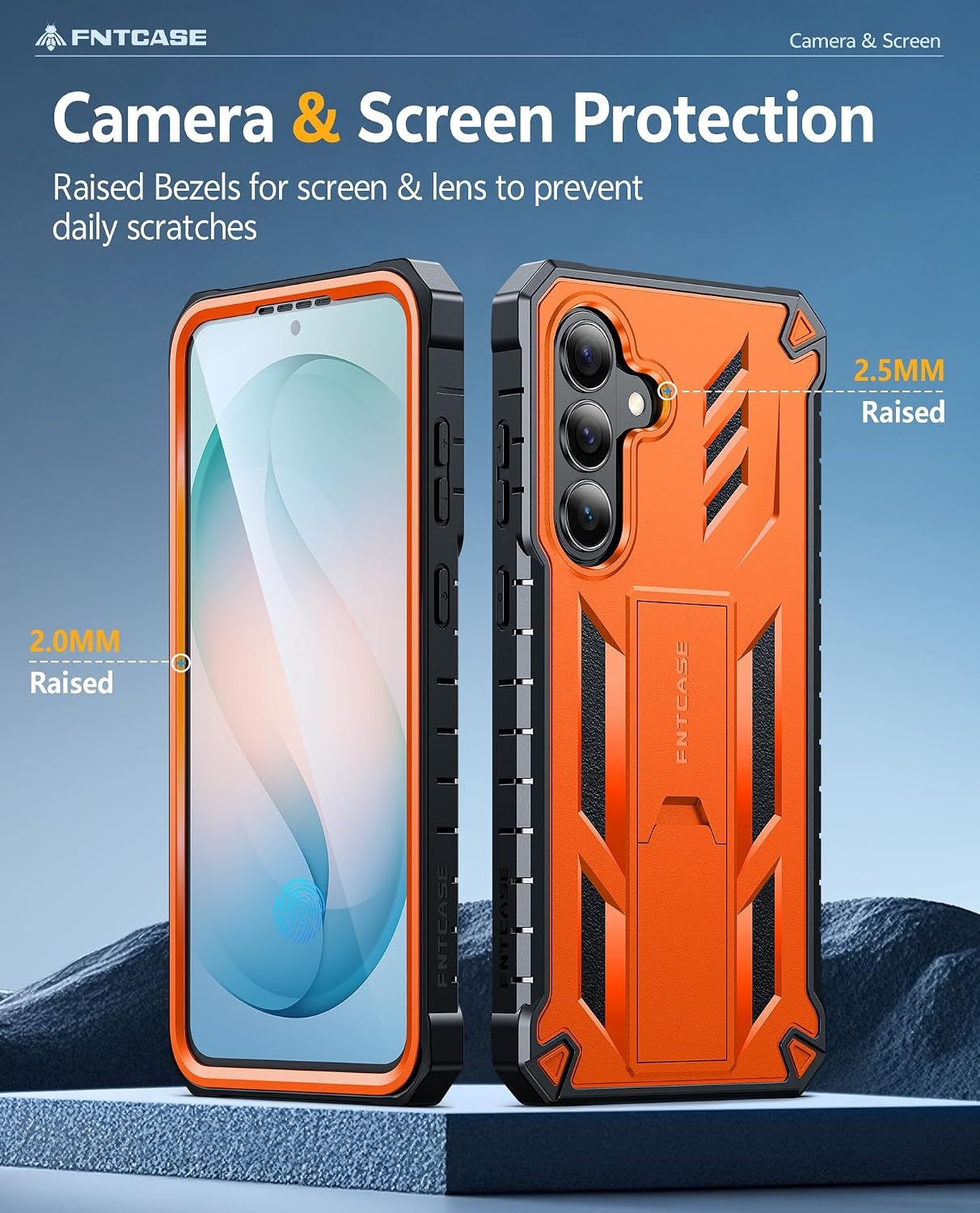 image:imageFNTCASE for Samsung Galaxy Z Flip 8 Case with Builtin Kicktand Black Hinge Protection Screen Protector 20FT Military Grade Drop Proof Heavy Duty Rugged Shockproof Protective Sturdy Phone CoverOrange