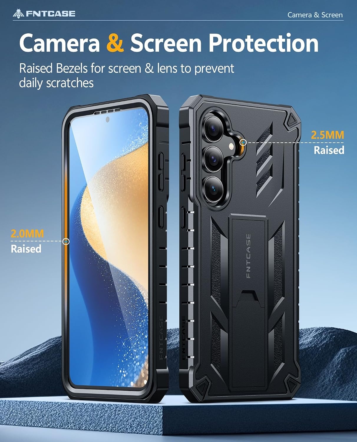 image:imageFNTCASE for Samsung Galaxy Z Flip 8 Case with Builtin Kicktand Black Hinge Protection Screen Protector 20FT Military Grade Drop Proof Heavy Duty Rugged Shockproof Protective Sturdy Phone CoverBlack