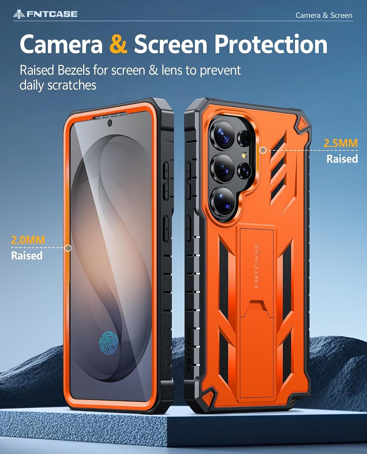 image:imageFNTCASE for Samsung Galaxy Z Flip 8 Case with Builtin Kicktand Black Hinge Protection Screen Protector 20FT Military Grade Drop Proof Heavy Duty Rugged Shockproof Protective Sturdy Phone CoverOrange