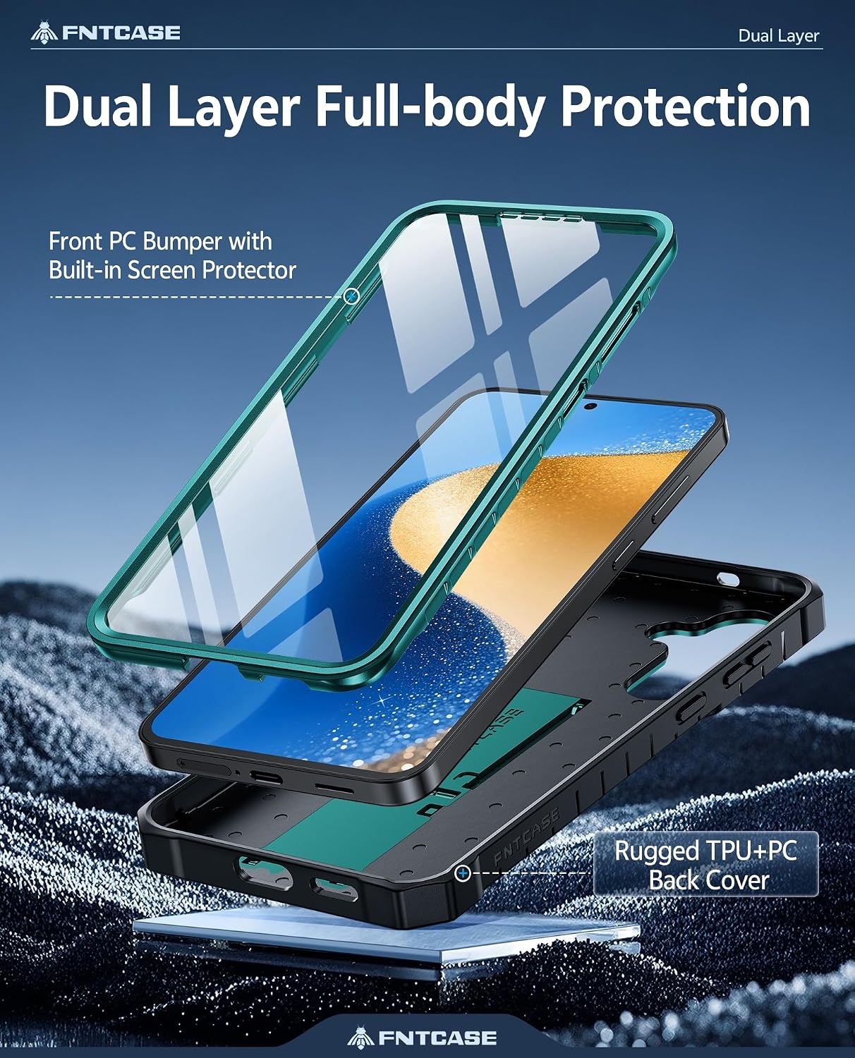 image:imageFNTCASE for Samsung Galaxy Z Flip 8 Case with Builtin Kicktand Black Hinge Protection Screen Protector 20FT Military Grade Drop Proof Heavy Duty Rugged Shockproof Protective Sturdy Phone CoverGreen