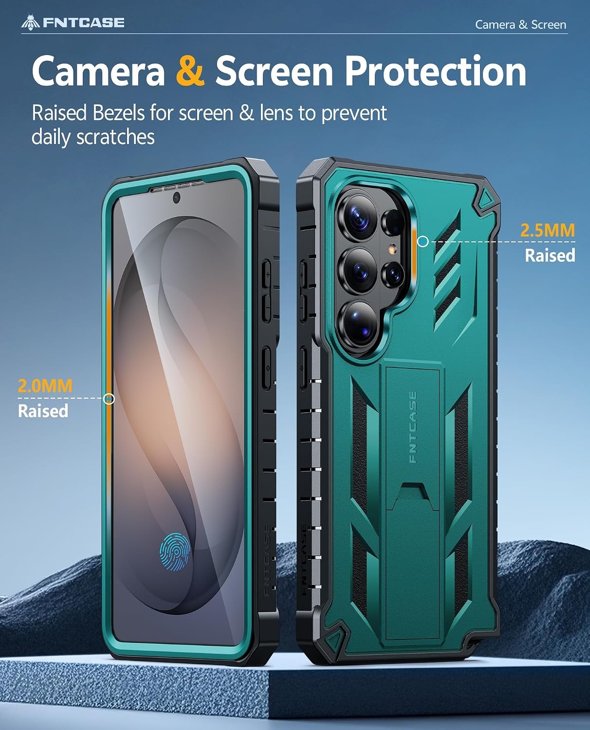 image:imageFNTCASE for Samsung Galaxy Z Flip 8 Case with Builtin Kicktand Black Hinge Protection Screen Protector 20FT Military Grade Drop Proof Heavy Duty Rugged Shockproof Protective Sturdy Phone CoverGreen