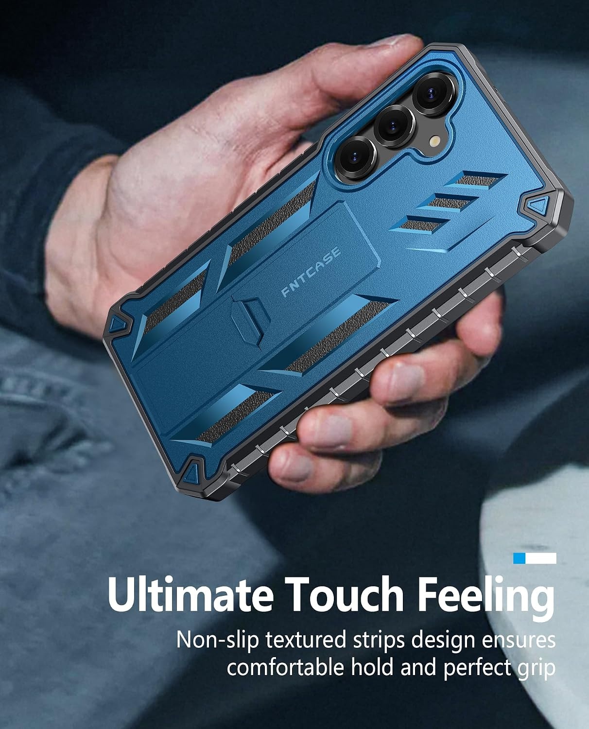 image:imageFNTCASE for Samsung Galaxy Z Flip 8 Case with Builtin Kicktand Black Hinge Protection Screen Protector 20FT Military Grade Drop Proof Heavy Duty Rugged Shockproof Protective Sturdy Phone CoverTBlue