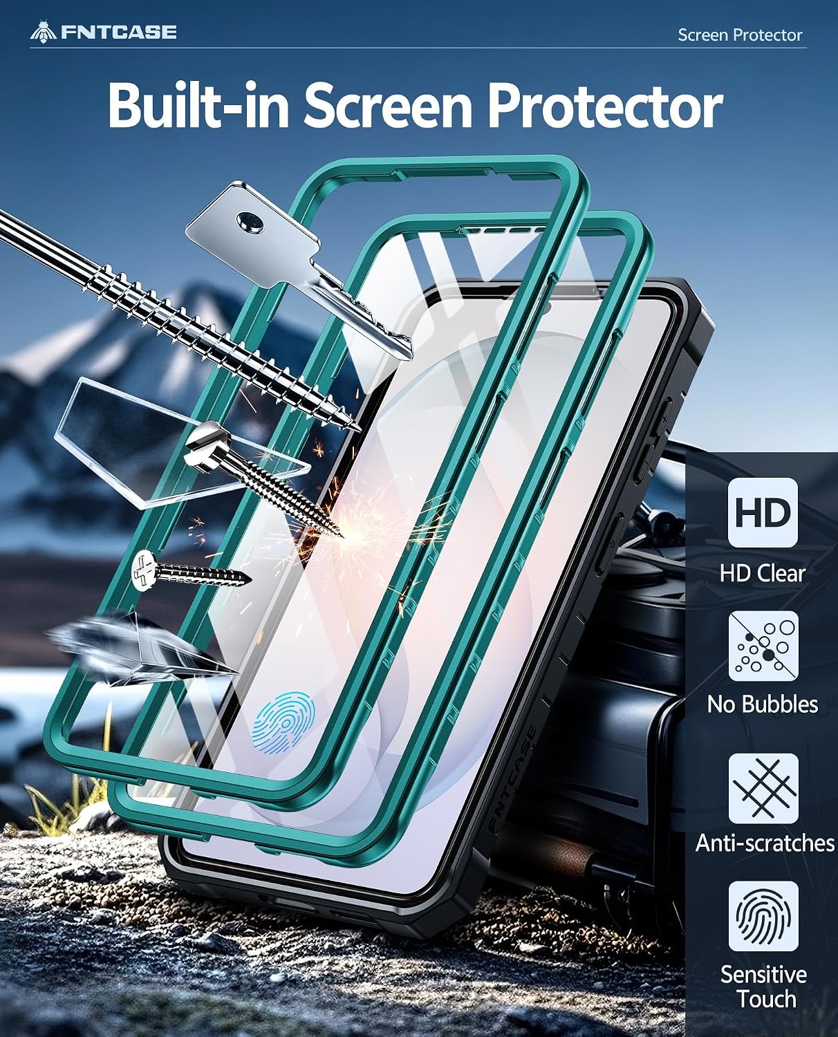 image:imageFNTCASE for Samsung Galaxy Z Flip 8 Case with Builtin Kicktand Black Hinge Protection Screen Protector 20FT Military Grade Drop Proof Heavy Duty Rugged Shockproof Protective Sturdy Phone CoverGreen