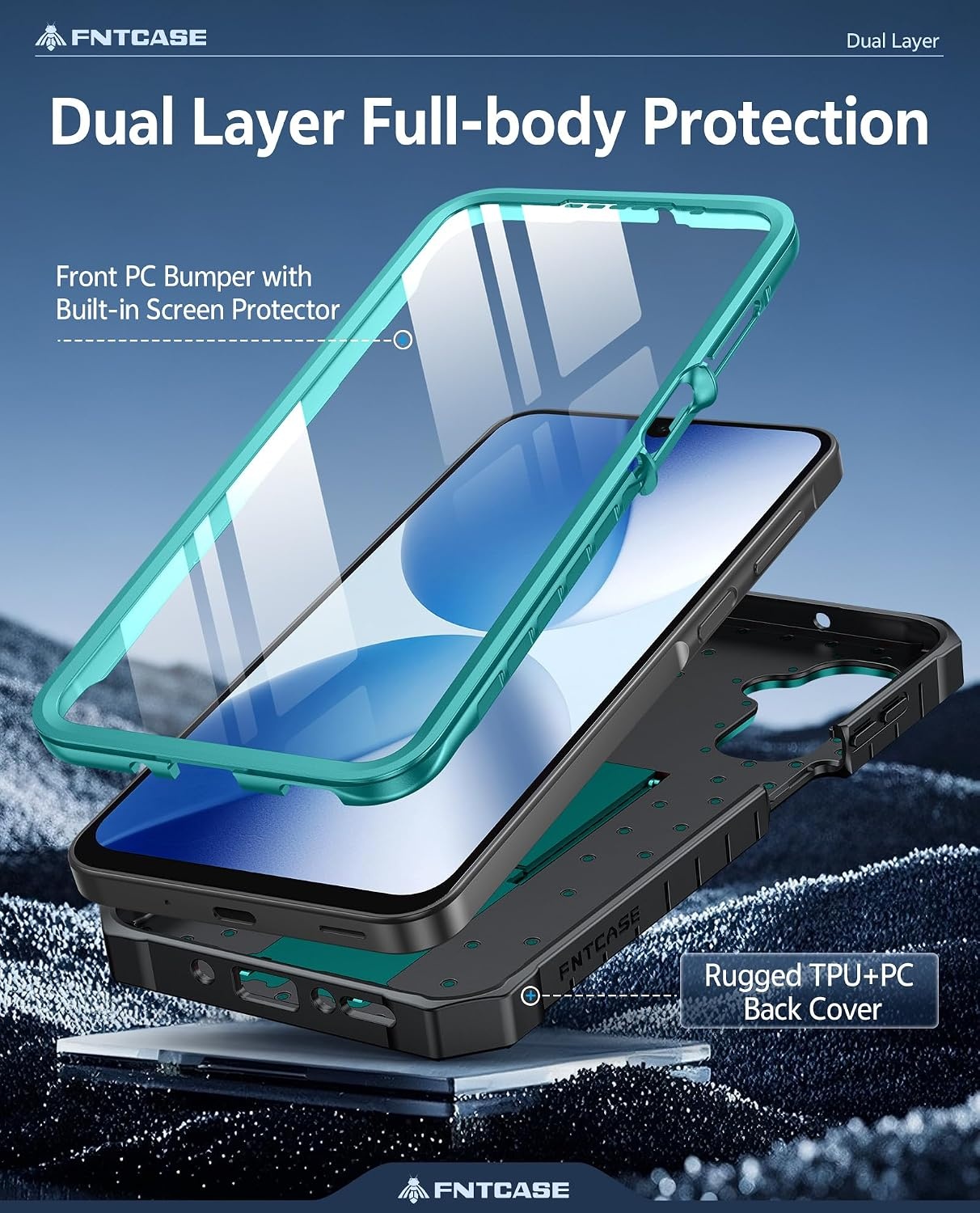 image:imageFNTCASE for Samsung Galaxy Z Flip 8 Case with Builtin Kicktand Black Hinge Protection Screen Protector 20FT Military Grade Drop Proof Heavy Duty Rugged Shockproof Protective Sturdy Phone CoverGreen