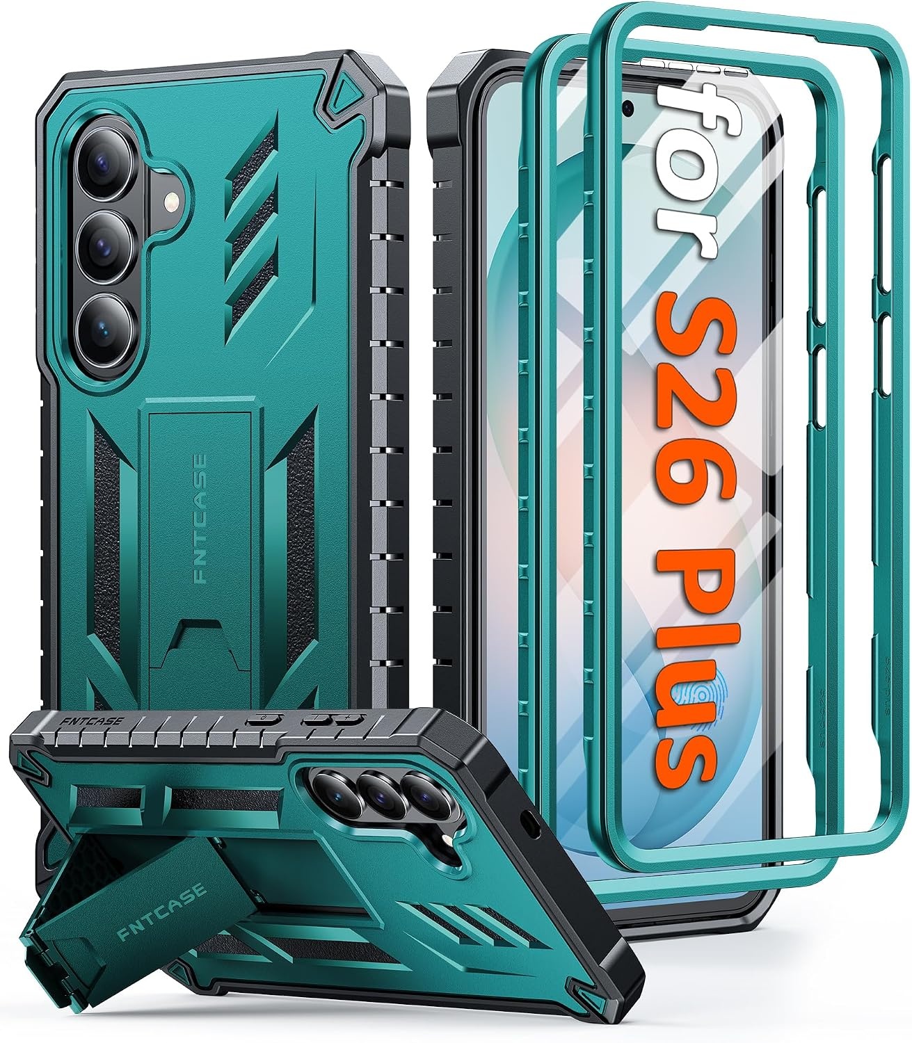 image:imageFNTCASE for Samsung Galaxy Z Flip 8 Case with Builtin Kicktand Black Hinge Protection Screen Protector 20FT Military Grade Drop Proof Heavy Duty Rugged Shockproof Protective Sturdy Phone CoverGreen