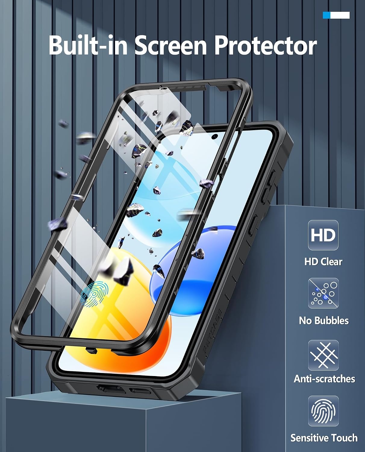 image:imageFNTCASE for Samsung Galaxy Z Flip 8 Case with Builtin Kicktand Black Hinge Protection Screen Protector 20FT Military Grade Drop Proof Heavy Duty Rugged Shockproof Protective Sturdy Phone CoverTBlack