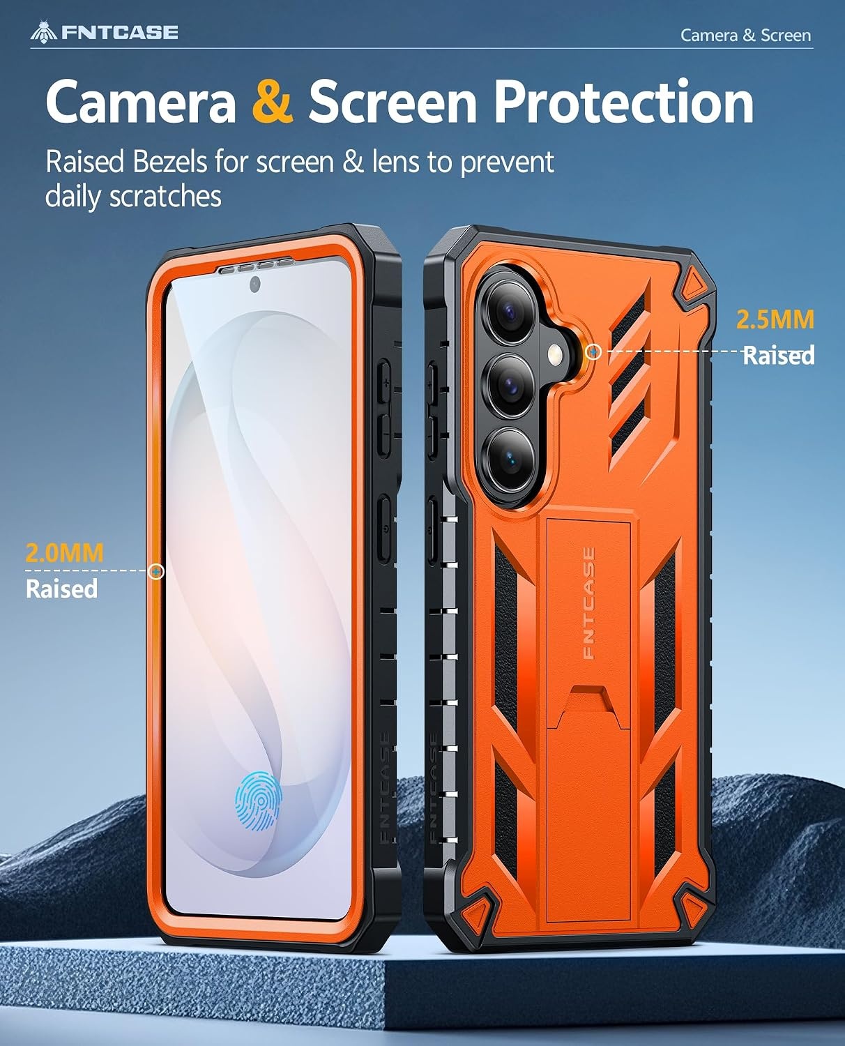image:imageFNTCASE for Samsung Galaxy Z Flip 8 Case with Builtin Kicktand Black Hinge Protection Screen Protector 20FT Military Grade Drop Proof Heavy Duty Rugged Shockproof Protective Sturdy Phone CoverOrange