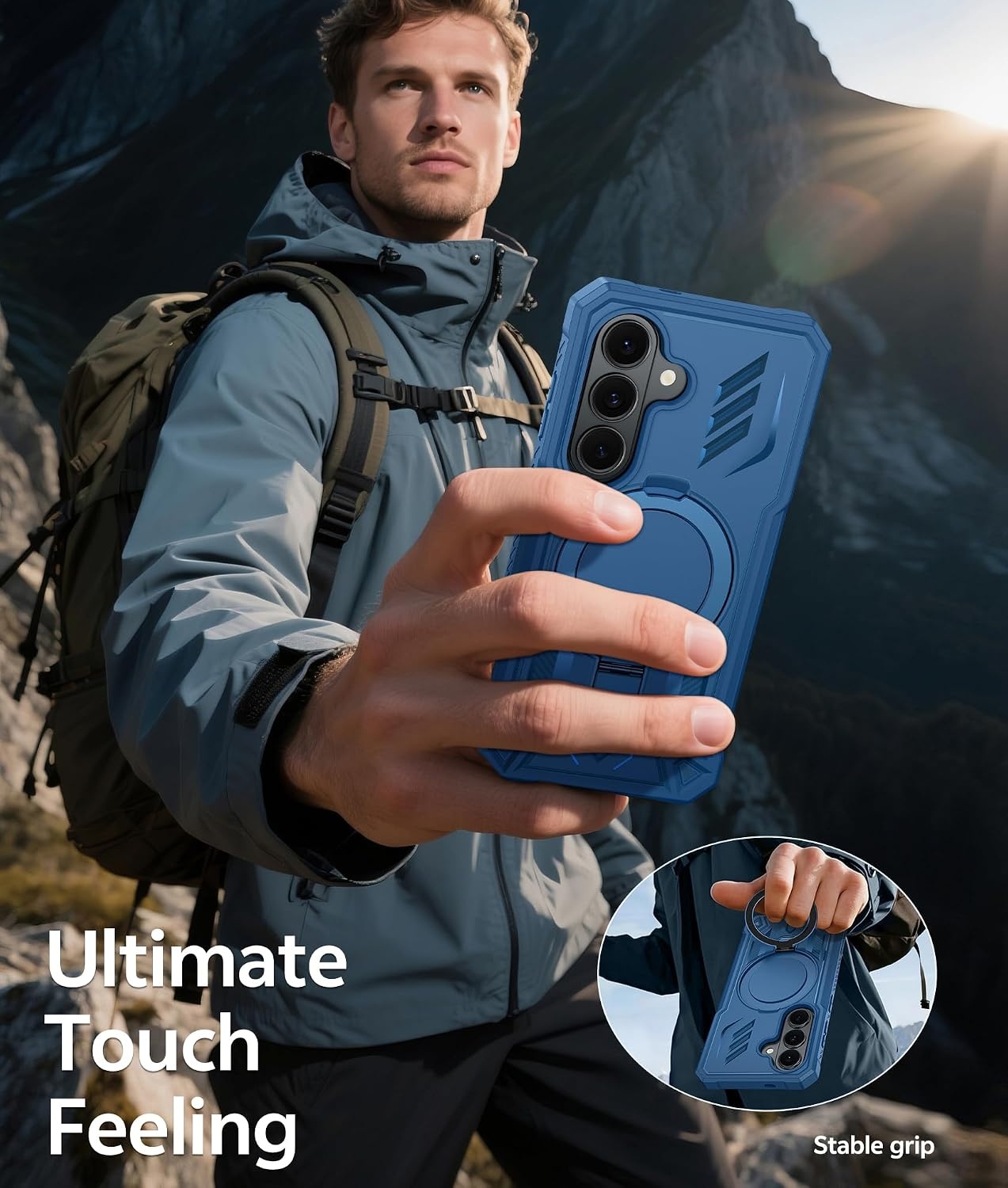 image:imageFNTCASE for Samsung Galaxy Z Flip 8 Case with Builtin Kicktand Black Hinge Protection Screen Protector 20FT Military Grade Drop Proof Heavy Duty Rugged Shockproof Protective Sturdy Phone CoverTBlue