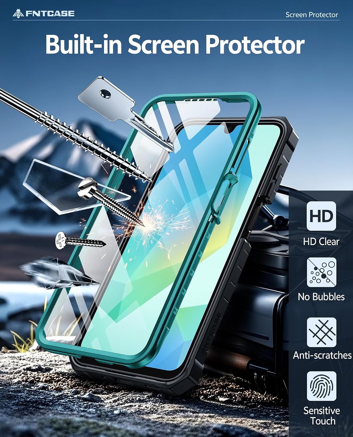 image:imageFNTCASE for Samsung Galaxy Z Flip 8 Case with Builtin Kicktand Black Hinge Protection Screen Protector 20FT Military Grade Drop Proof Heavy Duty Rugged Shockproof Protective Sturdy Phone CoverGreen