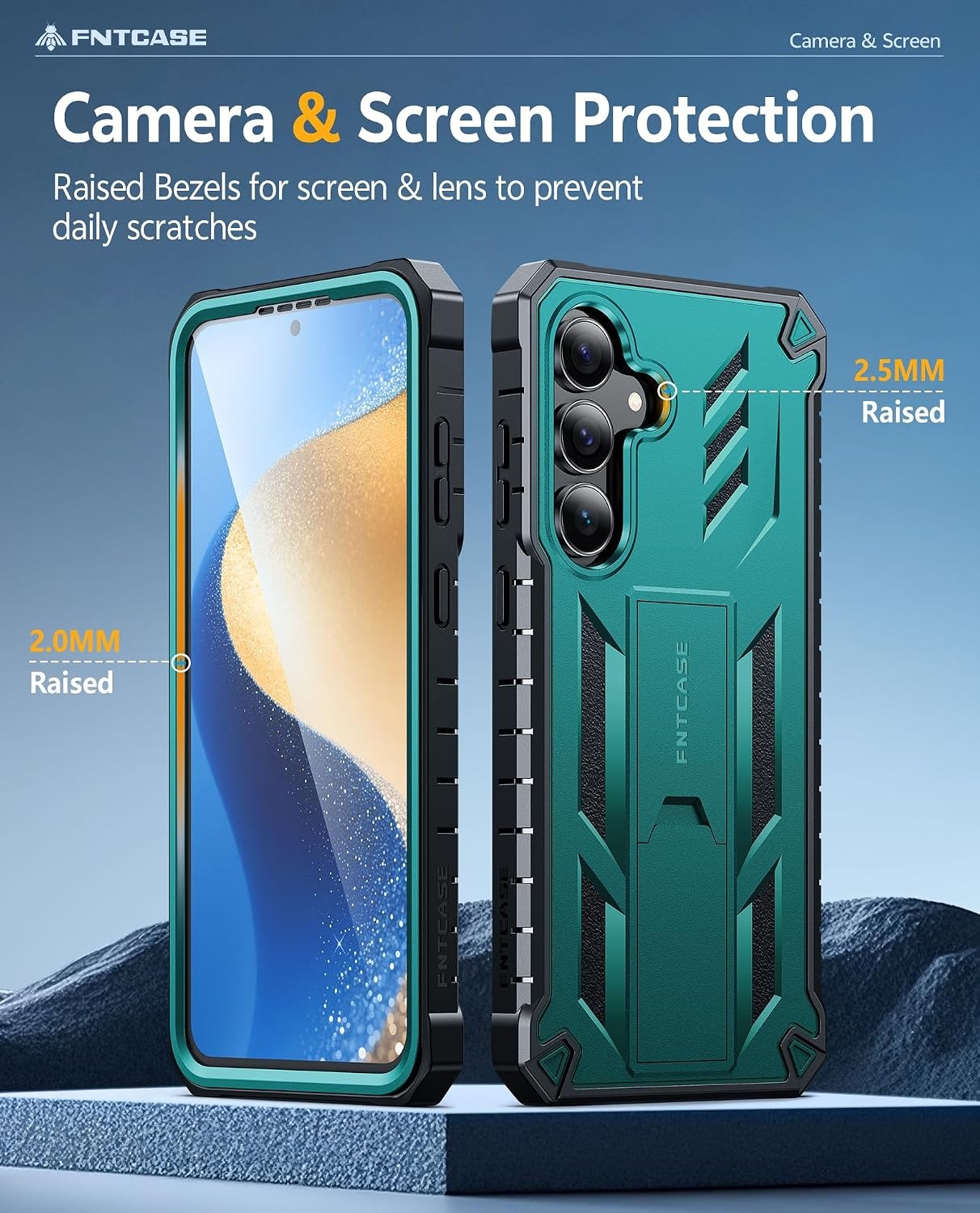 image:imageFNTCASE for Samsung Galaxy Z Flip 8 Case with Builtin Kicktand Black Hinge Protection Screen Protector 20FT Military Grade Drop Proof Heavy Duty Rugged Shockproof Protective Sturdy Phone CoverGreen