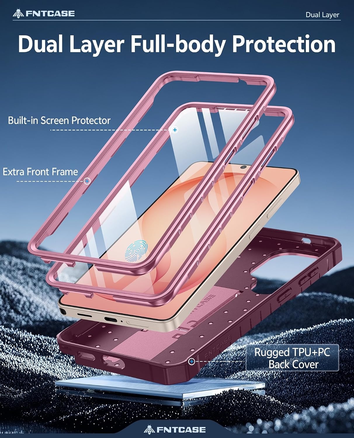 image:imageFNTCASE for Samsung Galaxy Z Flip 8 Case with Builtin Kicktand Black Hinge Protection Screen Protector 20FT Military Grade Drop Proof Heavy Duty Rugged Shockproof Protective Sturdy Phone CoverPink