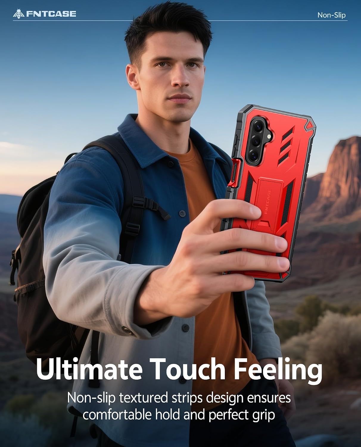 image:imageFNTCASE for Samsung Galaxy Z Flip 8 Case with Builtin Kicktand Black Hinge Protection Screen Protector 20FT Military Grade Drop Proof Heavy Duty Rugged Shockproof Protective Sturdy Phone CoverRed
