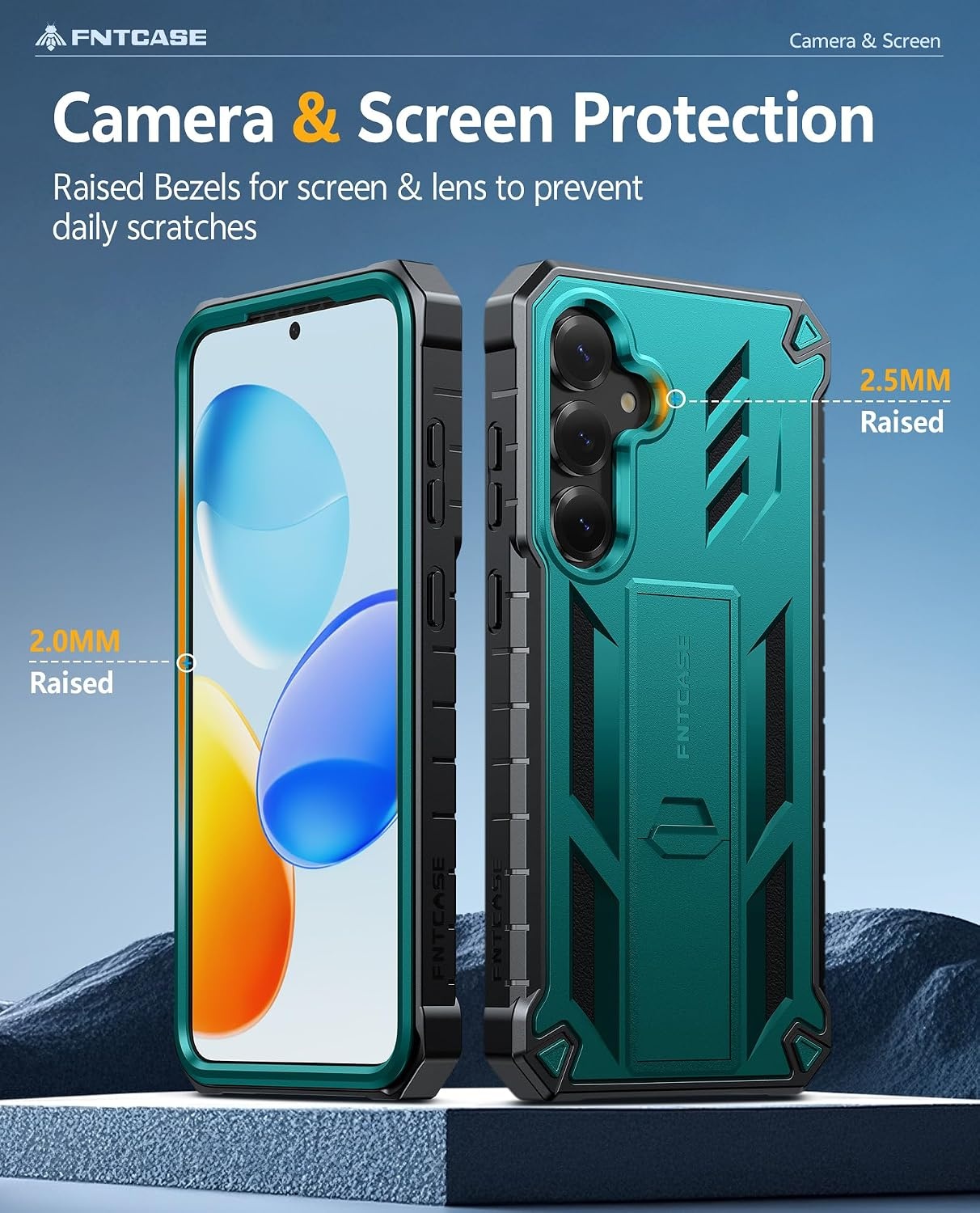 image:imageFNTCASE for Samsung Galaxy Z Flip 8 Case with Builtin Kicktand Black Hinge Protection Screen Protector 20FT Military Grade Drop Proof Heavy Duty Rugged Shockproof Protective Sturdy Phone CoverGreen