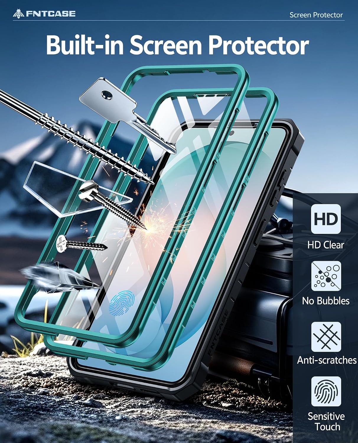 image:imageFNTCASE for Samsung Galaxy Z Flip 8 Case with Builtin Kicktand Black Hinge Protection Screen Protector 20FT Military Grade Drop Proof Heavy Duty Rugged Shockproof Protective Sturdy Phone CoverGreen