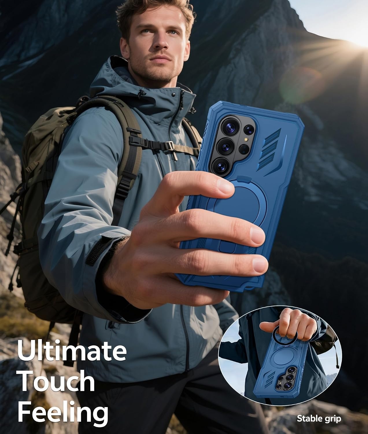 image:imageFNTCASE for Samsung Galaxy Z Flip 8 Case with Builtin Kicktand Black Hinge Protection Screen Protector 20FT Military Grade Drop Proof Heavy Duty Rugged Shockproof Protective Sturdy Phone CoverTBlue