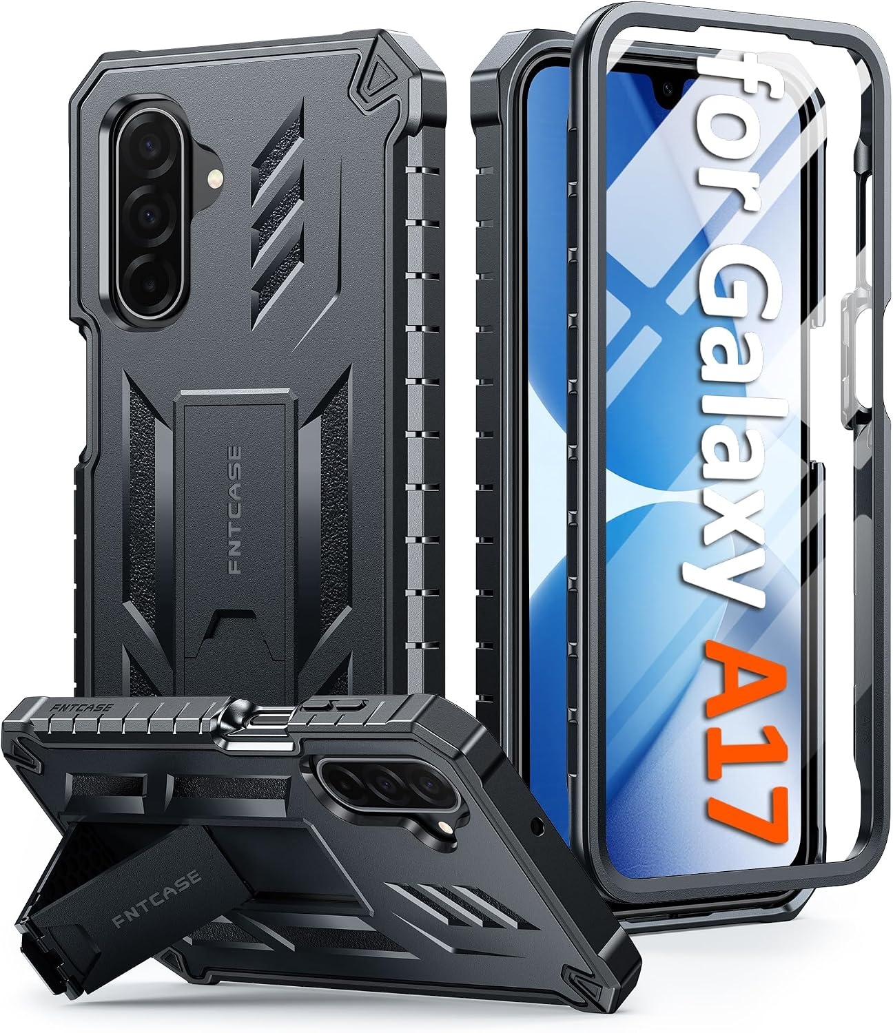 image:imageFNTCASE for Samsung Galaxy Z Flip 8 Case with Builtin Kicktand Black Hinge Protection Screen Protector 20FT Military Grade Drop Proof Heavy Duty Rugged Shockproof Protective Sturdy Phone CoverBlack