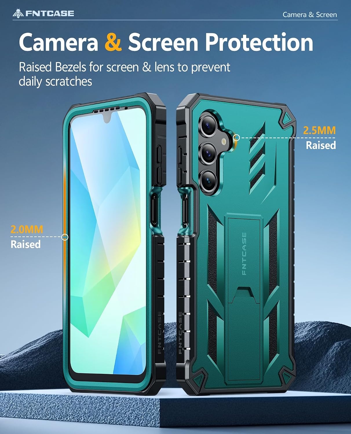 image:imageFNTCASE for Samsung Galaxy Z Flip 8 Case with Builtin Kicktand Black Hinge Protection Screen Protector 20FT Military Grade Drop Proof Heavy Duty Rugged Shockproof Protective Sturdy Phone CoverGreen