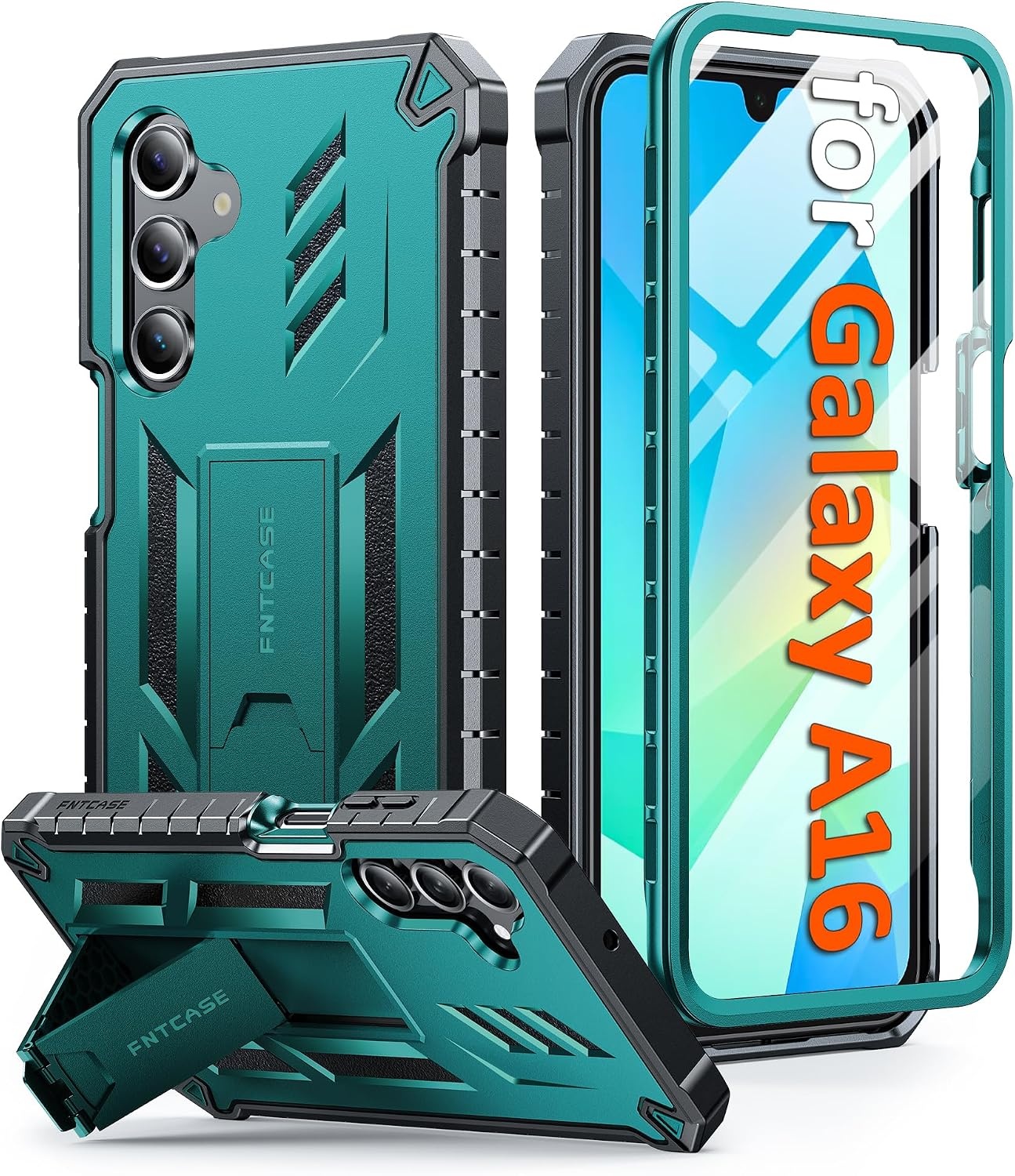 image:imageFNTCASE for Samsung Galaxy Z Flip 8 Case with Builtin Kicktand Black Hinge Protection Screen Protector 20FT Military Grade Drop Proof Heavy Duty Rugged Shockproof Protective Sturdy Phone CoverGreen